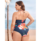 Damen Einteiler Badeanzug mit floralem Cut-Out und verstellbaren Trägern R&B