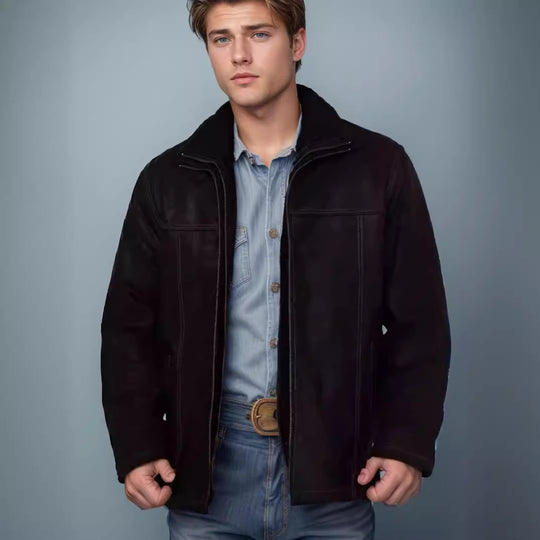 Herren vielseitige und robuste Wildlederjacke mit funktionalen Taschen R&B
