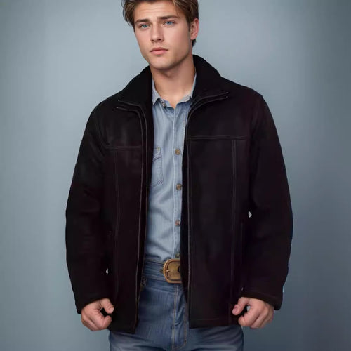 Herren vielseitige und robuste Wildlederjacke mit funktionalen Taschen R&B