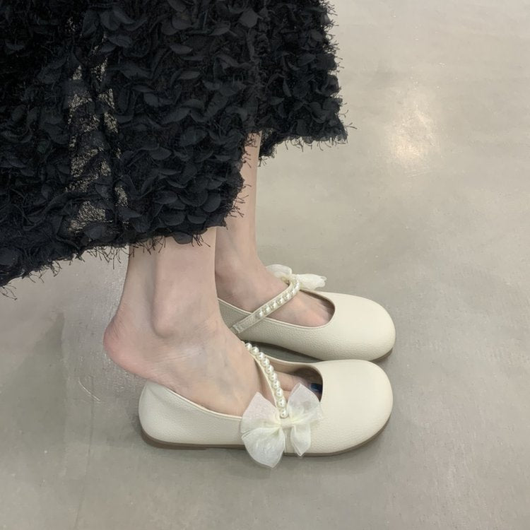 Damen Ballerinas mit dekorativer Schleife und eleganten Perlenverzierungen R&B