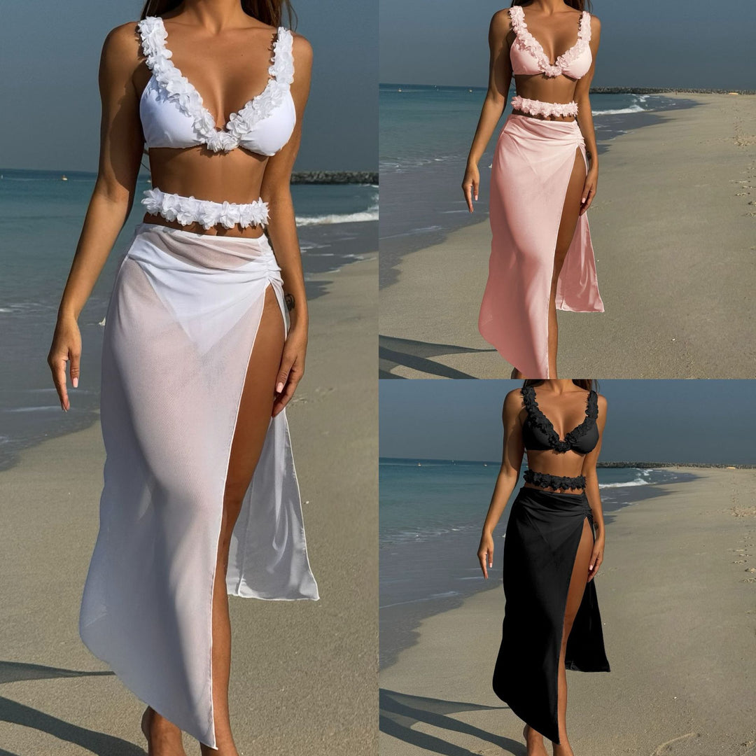 Damen Bikini-Set mit raffinierten Blumenapplikationen R&B