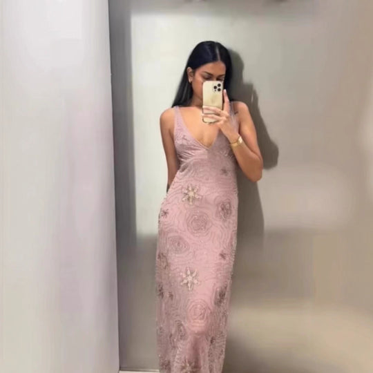 Damen Maxikleid mit aufregenden Strassverzierungen R&B