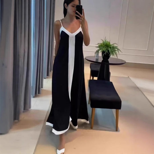 Damen Maxikleid mit eleganten Trägern R&B