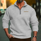 Herren nan hochwertiger Sweatpullover mit Metall-Halbzip, verstärktem Stehkragen und dezenter Brustpaspel R&B