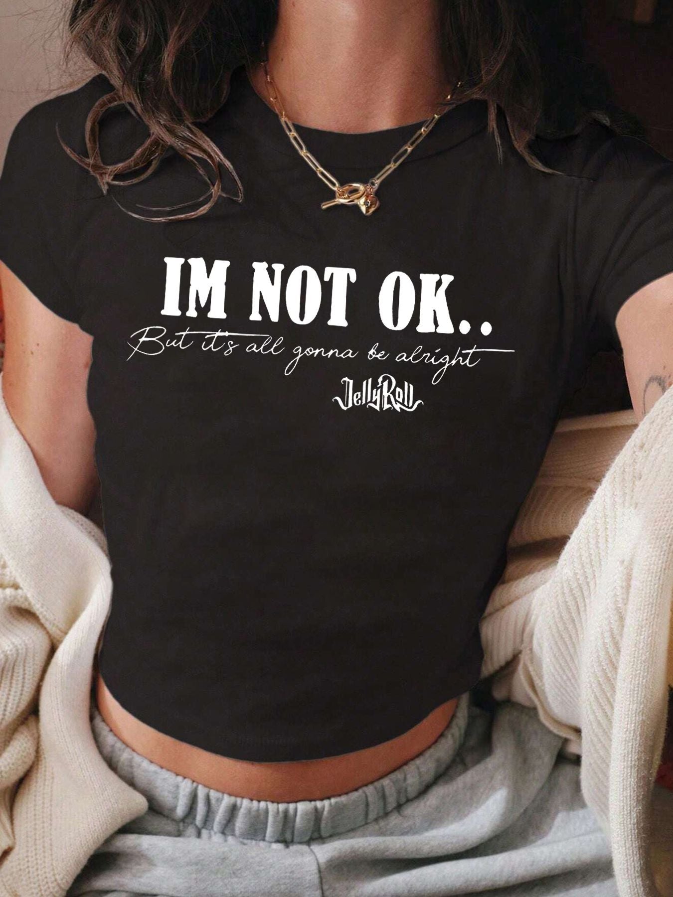 Damen Crop-Shirt mit inspirierendem Schriftzug R&B