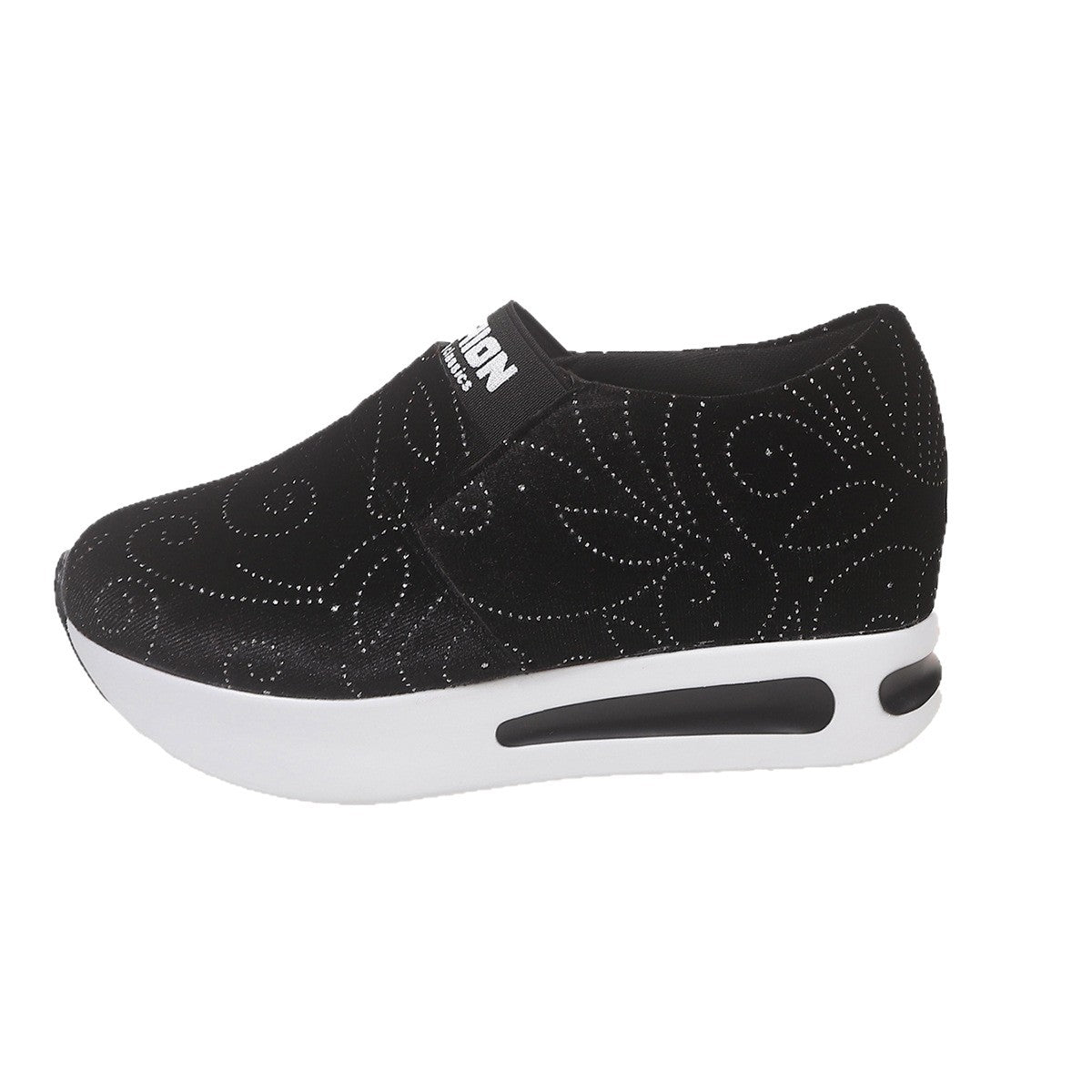 Damen Bequeme Slip-On Sneakers mit Glitzer-Design