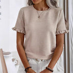 Damen Trendiges T-Shirt mit Rüschendetails und strukturierter Oberfläche R&B