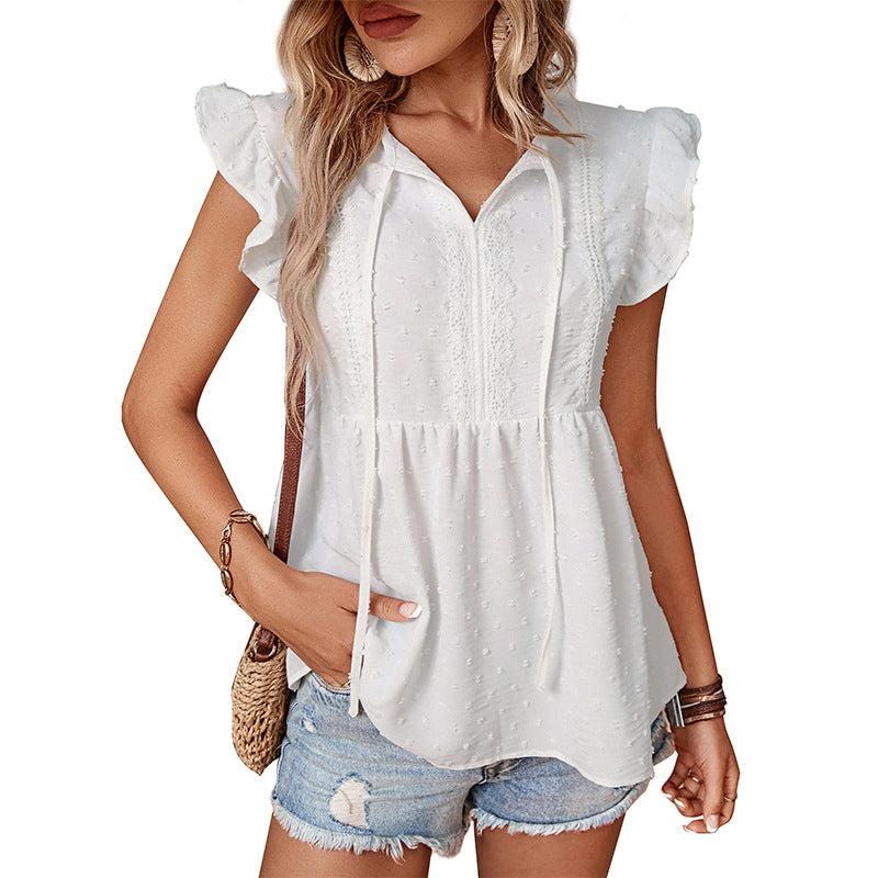 Damen Bluse mit Rüschendetails und eleganten Spitzenakzenten R&B