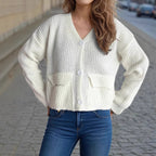 Damen oversized Strickjacke mit Knopfdetails und praktischen Taschen R&B