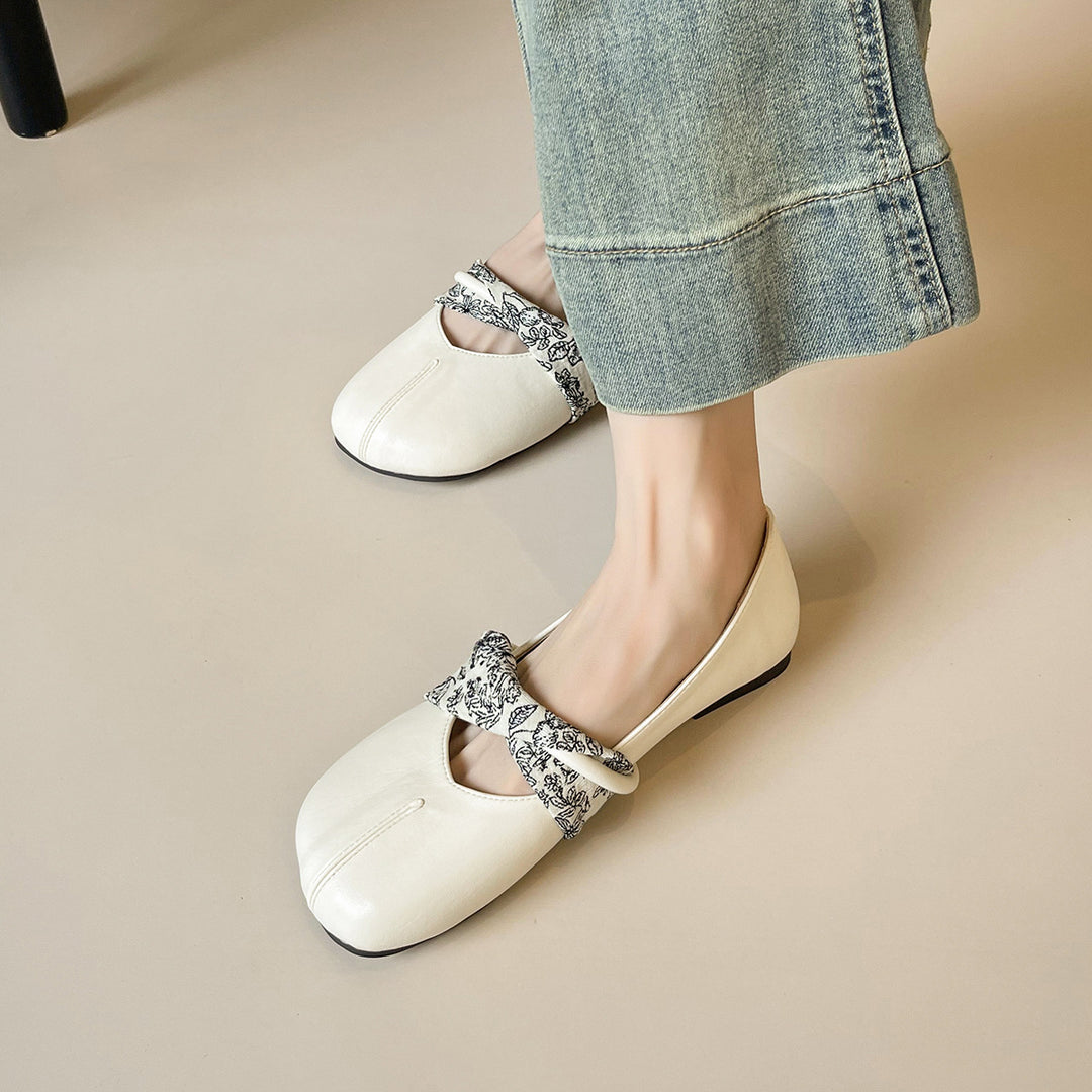 Damen Ballerinas mit floralem Riemen und bequemer Sohle R&B