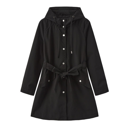 Damen modische Outdoorjacke mit Gürtel und Kapuze R&B