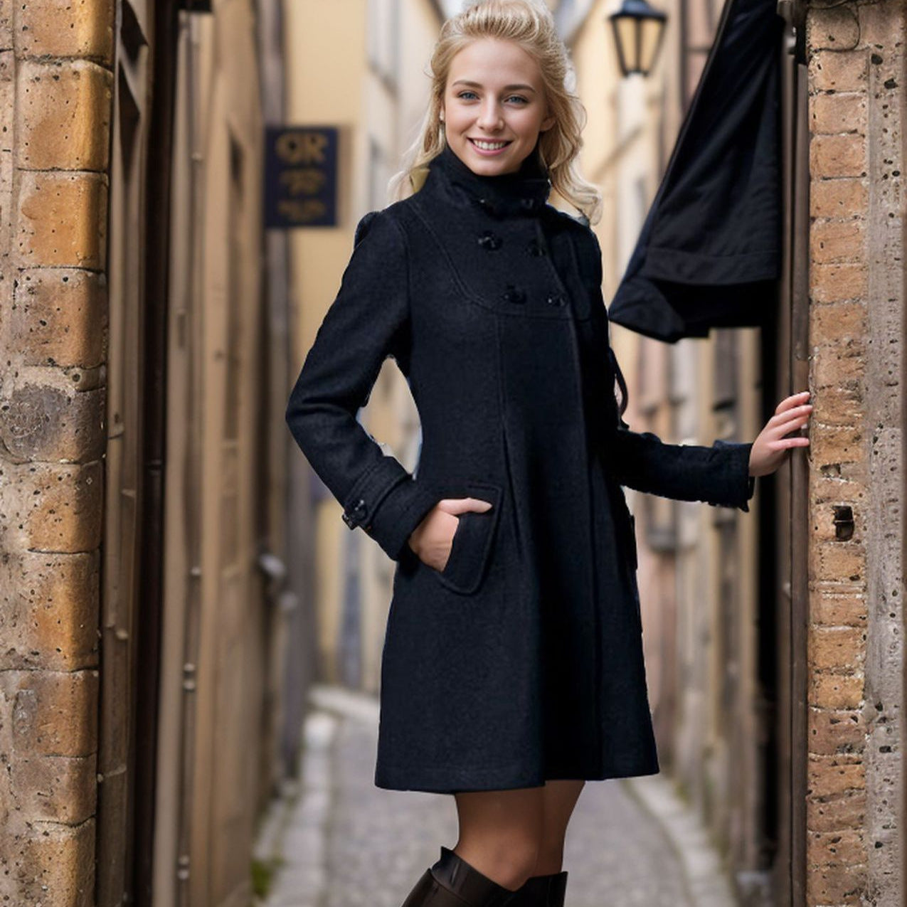 Damen modischer Trenchcoat mit Kapuze und praktischen Taschen R&B
