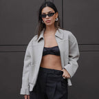 Damen Lässige Oversized-Jacke mit praktischen Taschen und elegantem Kragen R&B