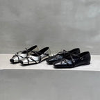 Damen elegante Ballerinas mit modischen Riemchen und exquisite Schnallenverzierung R&B