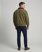 Herren robuster Canvas-Blouson mit Cordkragen und kariertem Steppfutter R&B