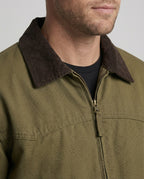 Herren robuster Canvas-Blouson mit Cordkragen und kariertem Steppfutter R&B
