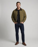 Herren robuster Canvas-Blouson mit Cordkragen und kariertem Steppfutter R&B