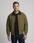 Herren robuster Canvas-Blouson mit Cordkragen und kariertem Steppfutter R&B