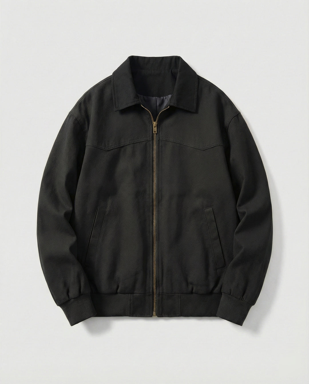 Herren robuster Canvas-Blouson mit Cordkragen und kariertem Steppfutter R&B