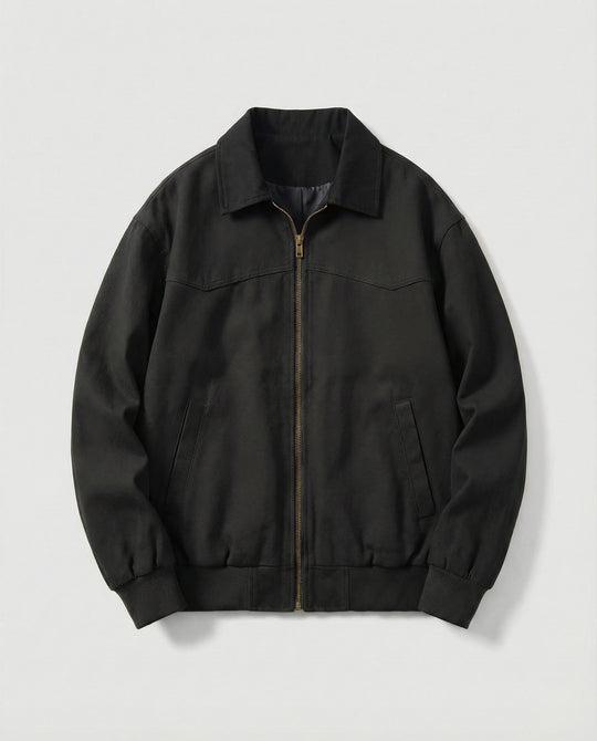Herren robuster Canvas-Blouson mit Cordkragen und kariertem Steppfutter R&B