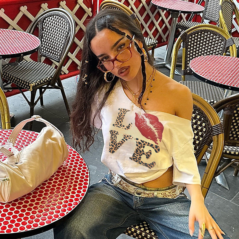 Damen T-Shirt mit tierischem Muster und auffälligem Druck R&B