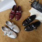 Damen Bequeme Ballerinas mit verstellbarem Riemchen und modischem Metallic-Finish R&B
