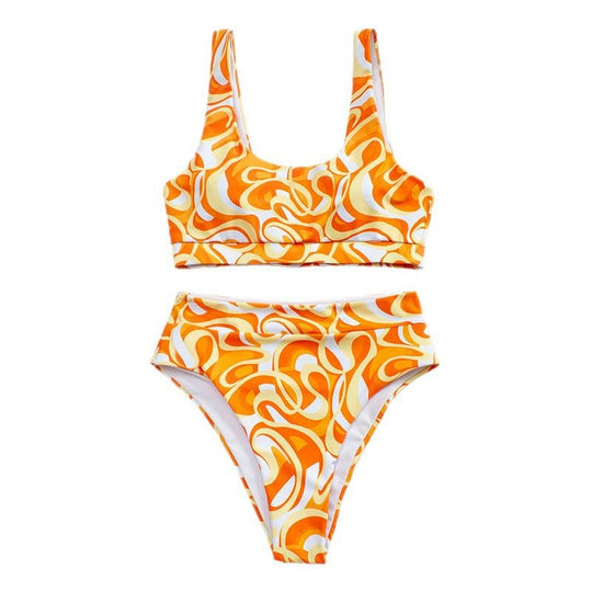 Damen Hochgeschnittener Sport-Bikini mit atemberaubendem Farbverlauf R&B