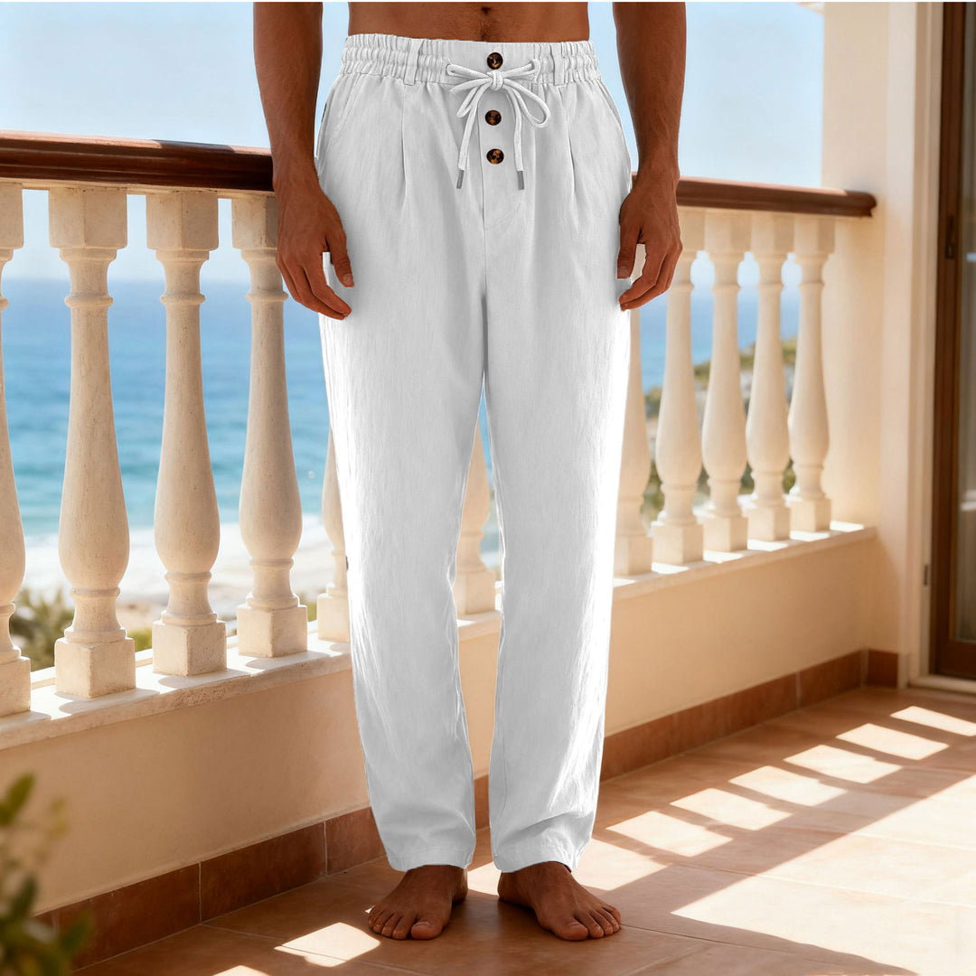 Herren nan leichte Loungehose mit elastischem Kordelbund, Tunnelzug und dekorativer Knopfleiste R&B