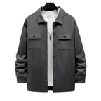 Herren nan arbeitsinspirierte Hemdjacke mit Druckknopfleiste, aufgesetzten Brusttaschen und kastiger Passform R&B