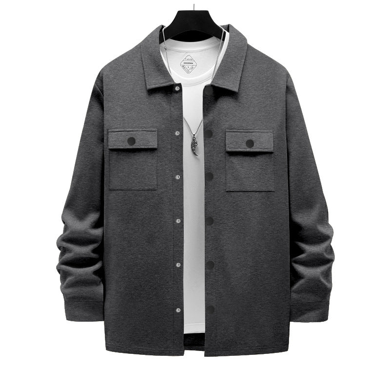 Herren nan arbeitsinspirierte Hemdjacke mit Druckknopfleiste, aufgesetzten Brusttaschen und kastiger Passform R&B