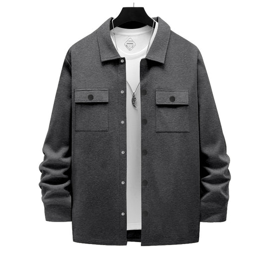 Herren nan arbeitsinspirierte Hemdjacke mit Druckknopfleiste, aufgesetzten Brusttaschen und kastiger Passform R&B