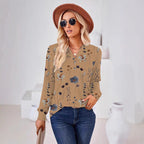 Damen Langarm-Bluse mit floralem Druck und Knopfleiste R&B