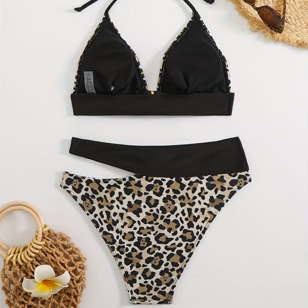 Damen Triangel-Bikini mit elegantem geometrischem Muster R&B