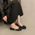 Damen elegante Ballerinas mit dekorativer Perlenapplikation und modischem Riemchen R&B