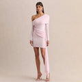 Damen Elegantes Wickelkleid mit asymmetrischem Ärmel und Drapierungen R&B