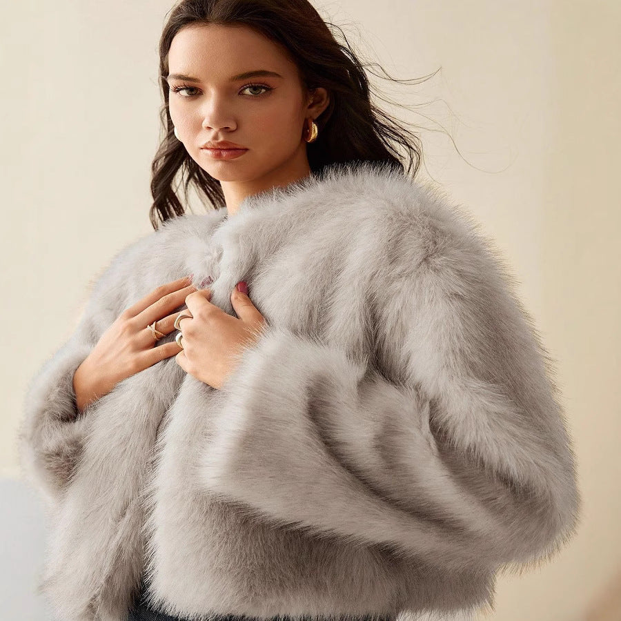 Damen kurzärmlige Pelzjacke R&B