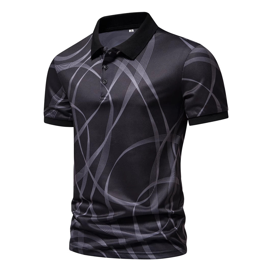 Herren Poloshirt mit modernem grafischen Muster und atmungsaktiven Eigenschaften