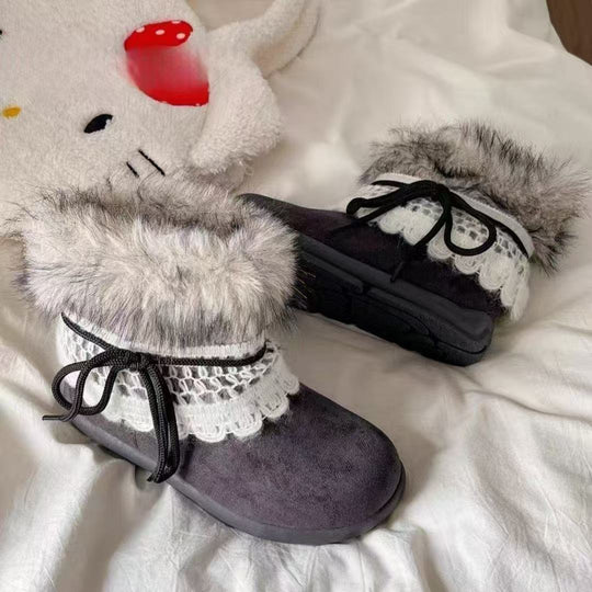 Damen Kuschelige Winterstiefel mit dekorativem Fellkragen und hochwertigem Obermaterial R&B