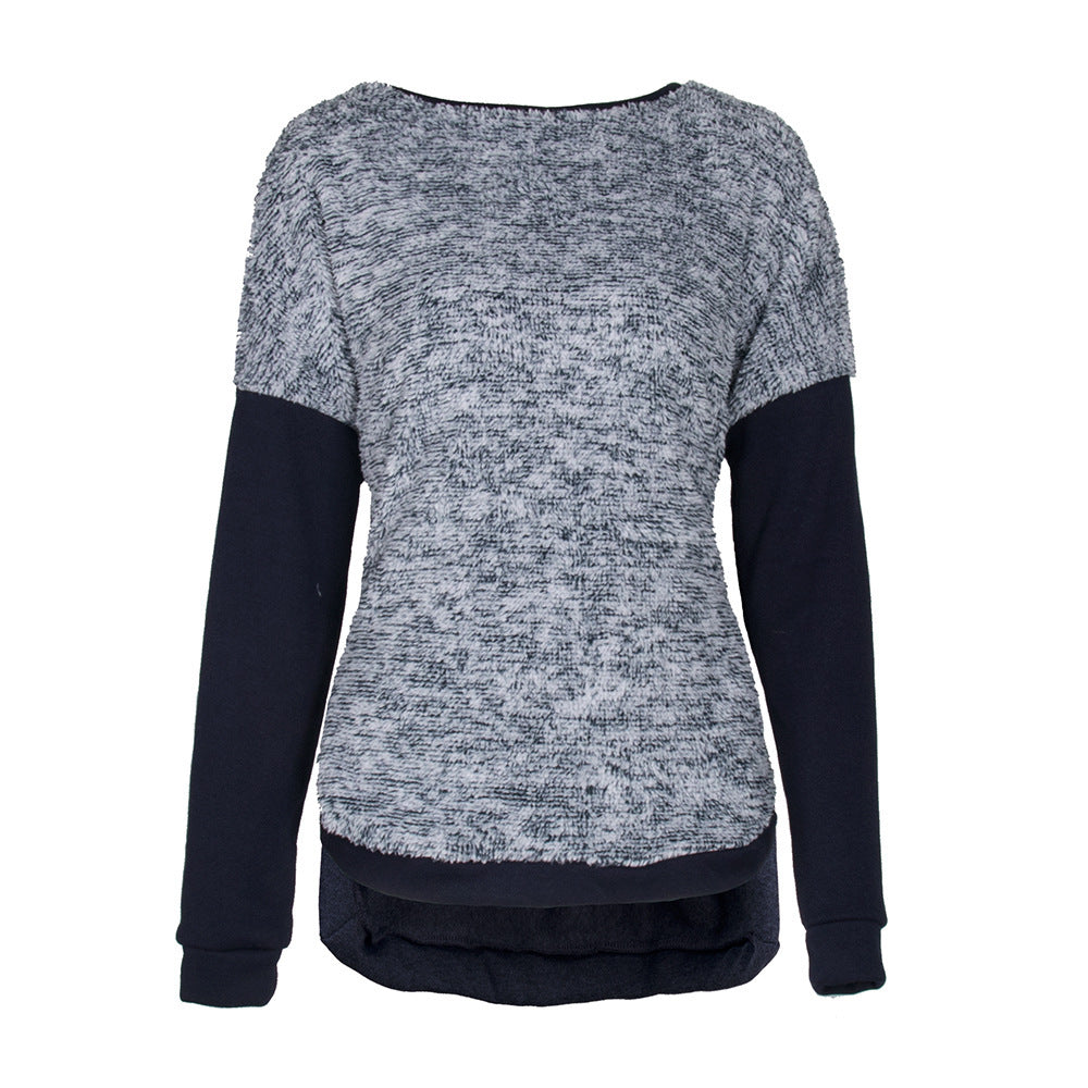 Damen lässiges Sweatshirt mit eleganten Textur-Mix und langen Ärmeln R&B