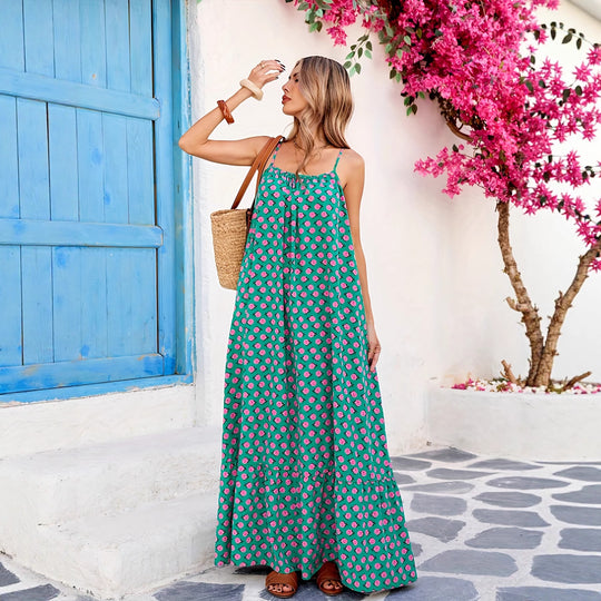 Damen Maxikleid mit grafischem Muster und fließendem Saum R&B