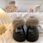 Damen Flauschige Clogs mit hochwertigem Kunstfell und robuster Sohle R&B