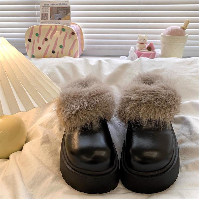 Damen Flauschige Clogs mit hochwertigem Kunstfell und robuster Sohle R&B