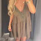 Damen Sommerliches Kleid mit elegantem V-Ausschnitt und raffinierten Rüschendetails R&B
