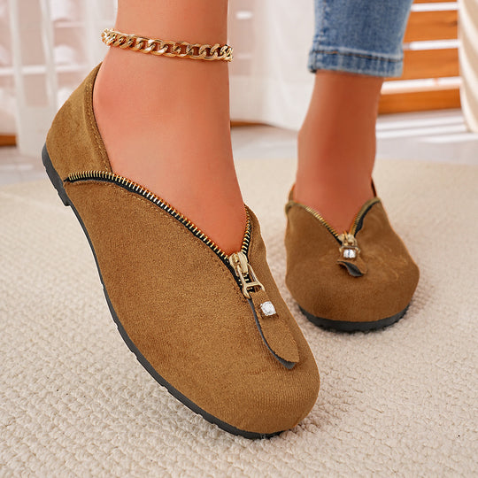 Damen Komfortable Ballerinas mit Reißverschluss R&B