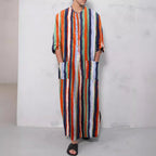Herren nan lockerer Kaftan aus Leinenmischung mit Knopfleiste und aufgesetzten Taschen R&B
