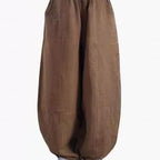 Damen weite Leinenhose mit elastischem Bund und praktischen Taschen R&B