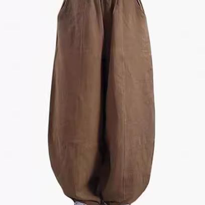 Damen weite Leinenhose mit elastischem Bund und praktischen Taschen R&B