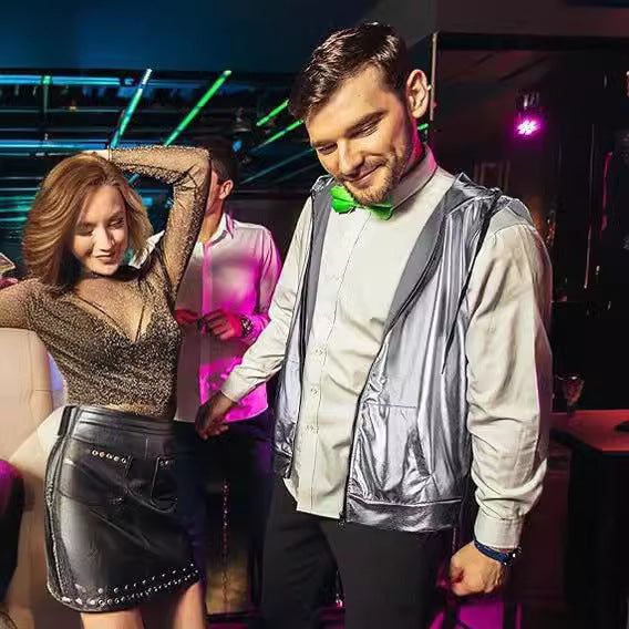 Herren angesagte Kapuzenweste mit metallischem Glanz und praktischen Taschen R&B