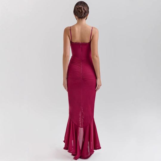 Damen Bodycon Abendkleid mit Rüschen und seitlichem Schlitz R&B