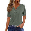 Damen Kurzarm Bluse mit Knopfdetails und feiner Lochmusterstruktur